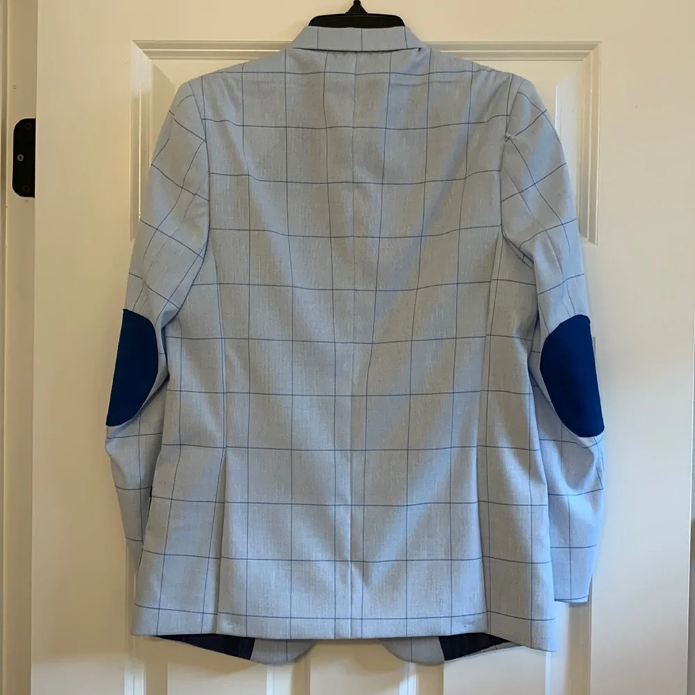 Isaac Mizrahi Light Blue Checkered Kids Blazer - Picture 2 of 6